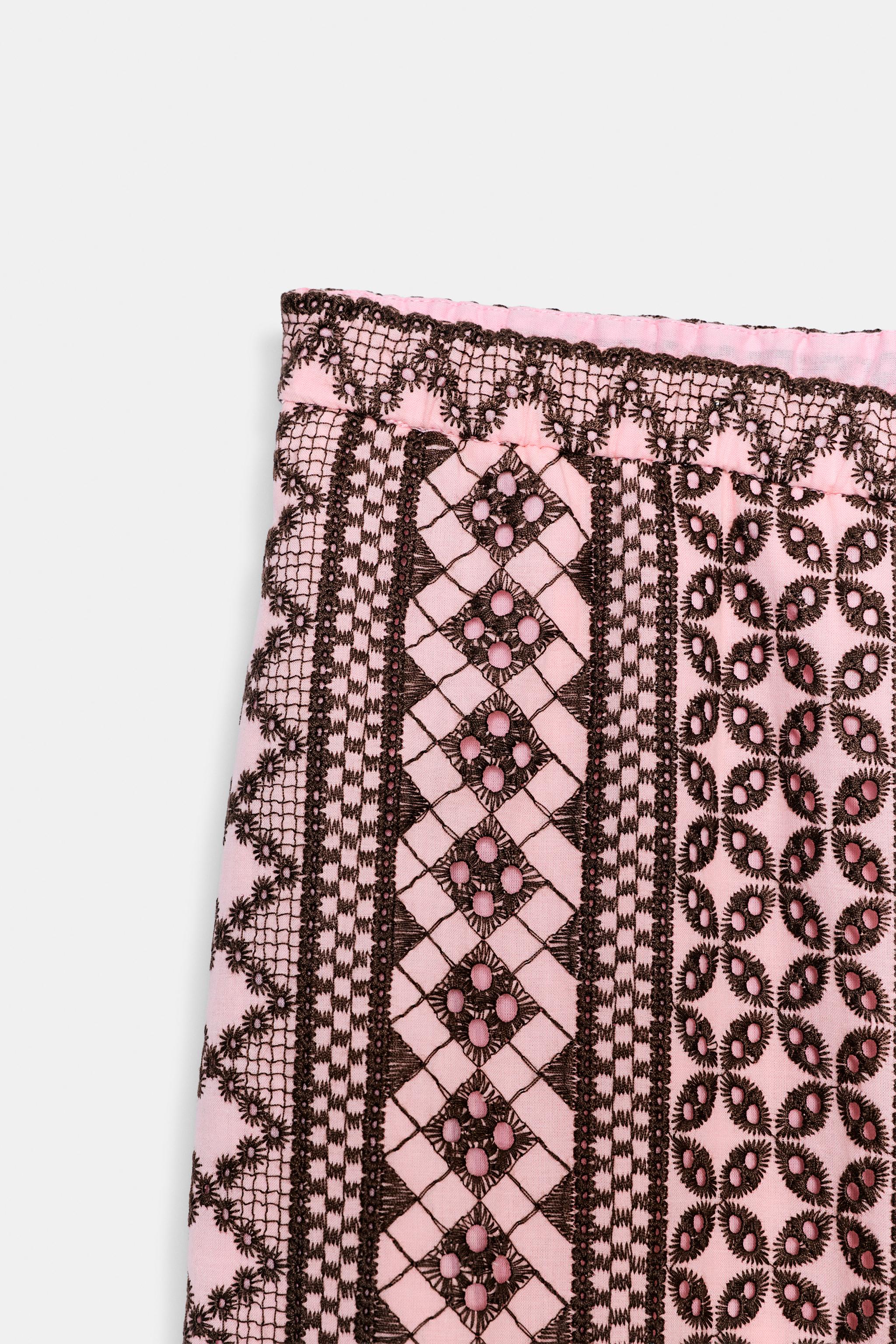 WIDE LEG PANTS WITH OPENWORK EMBROIDERY